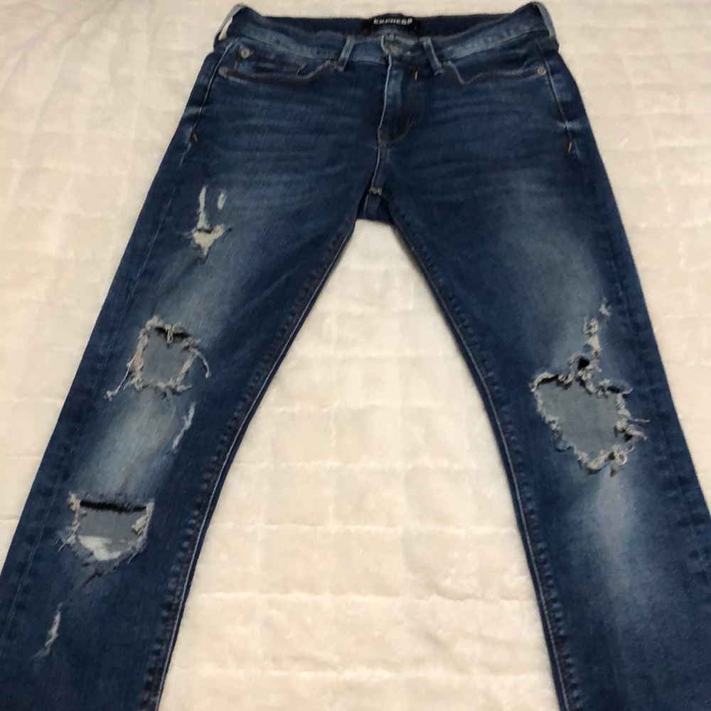 EXPRESS - Distressed Skinny Jeans - Picture 3 of 11